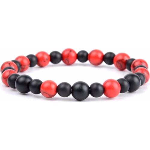 New Design 2019 Men Bracelets & Bangles 6mm 8mm Natural Mineral Round Red Turquoises Women Beaded Bracelet Fashion Jewelry