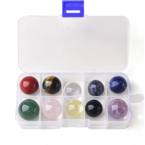 10pcs/Box Natural Quartz Crystal Balls Gift Box Rock Mineral Sphere Meditation Healing Crystal Stone Fengshui Home Decoration