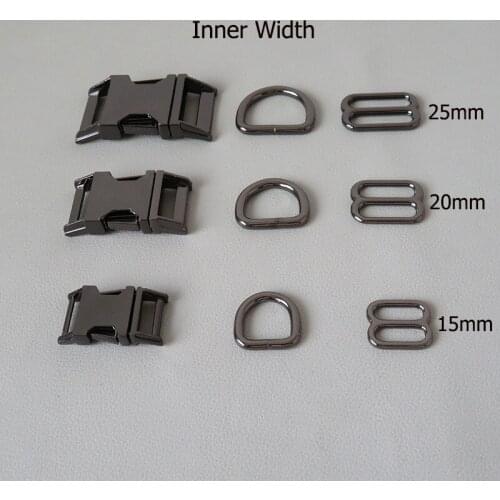 100Sets/Lot Gun Black Metal D Ring Side Release Buckle For Pet Dog Collar Paracord Harness Belt Loop Outdoor Accessory Parts