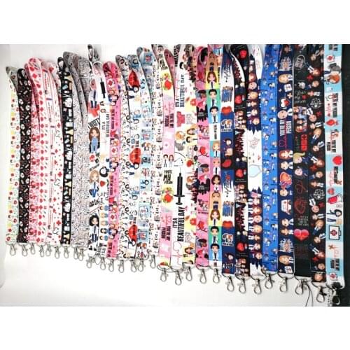 100 pcs Doctors nurse Lanyard ID Badge Holders Mobile Neck Keychains M31