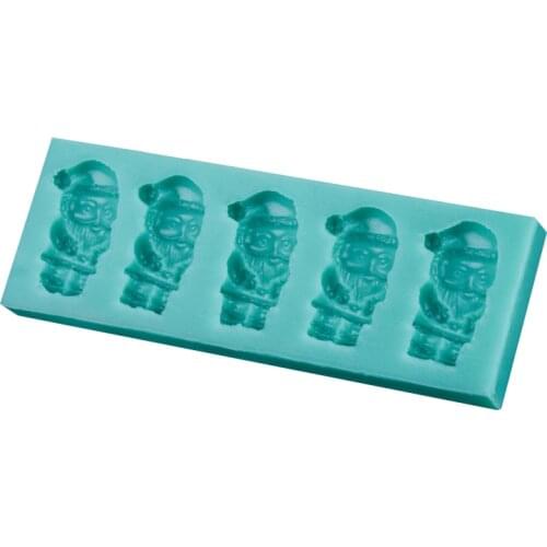 5 Holes Santa Claus Christmas Silicone Fondant Cake Mold For Mousse Pudding Dessert Baking Moulds Decorating Tools