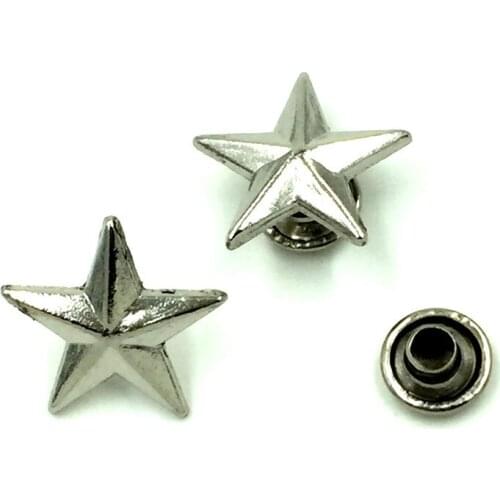 500Sets Wholesale Silver Tone Punk Star Pentacle Studs Spots Garment Rivets Spike 13x13mm