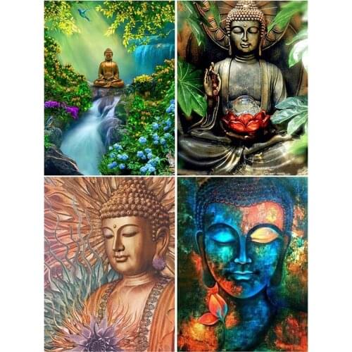 5D DIY Diamond Painting Buddha Full Drill Diamond Embroidery Religion Mosaic Rhinestone for Needlework Home Decor Handmade Gifts