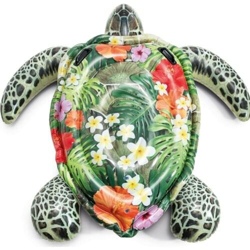 61*67in Inflatable Sea Turtle Floating Row Swimming Party Swimming Ring Floating Pad Outdoor Swimming Floating Row