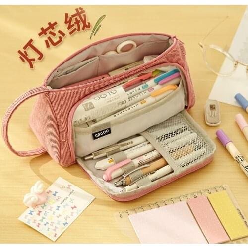 9 Inch Multi-layer Washable Pen Holder,Corduroy Pencil Box,Pencil Case,Large-capacity Stationery,Makeup Brush Storage Box