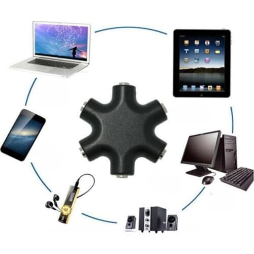 3.5mm Audio Aux Cable Splitter 1 Male to 5 Female Headphone Port Aux Music Sound Output Cables for Tablet Smart Mobile Phone