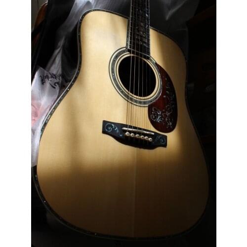 Free shipping handmade all solid wood top quality fancy abalone dreadnought guitar professional acoustic electric guitars