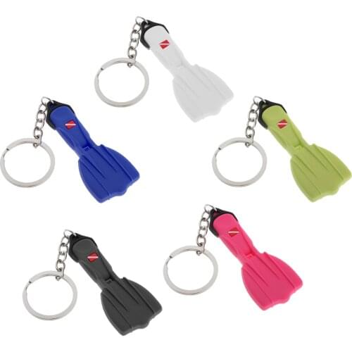 Silicone Diving Fin Key Chain Dive Flag Diver Keyring Keys Holder Charm Pendant