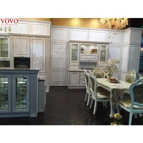 Glossy white European kitchen cabinets