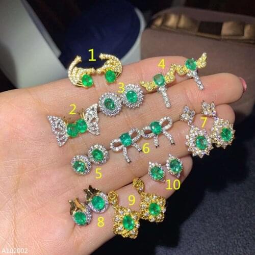 KJJEAXCMY Supporting detection 925 sterling silver inlaid natural emerald female earrings dragonfly drop bow support detection
