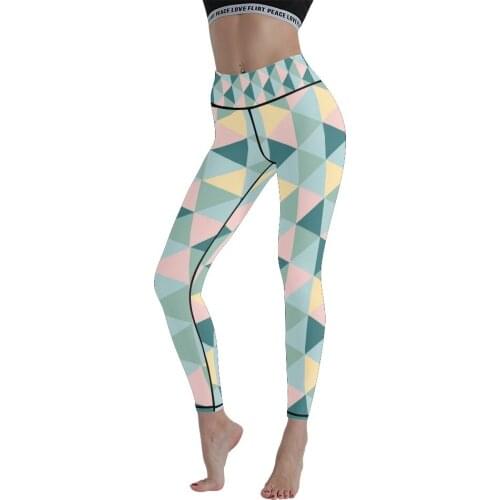 Fashion Design Quick-drying 3D Geometric Printing High-waist Seamless Yoga Pants Nine-point Pants Stretch Tight PantsTying Feet