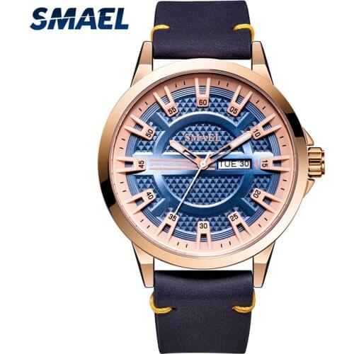 SMAEL Men Watches Quartz Movement Military Clock Waterproof 30M Auto Date Week Display relogio masculino 9125 Quartz Watch Gold