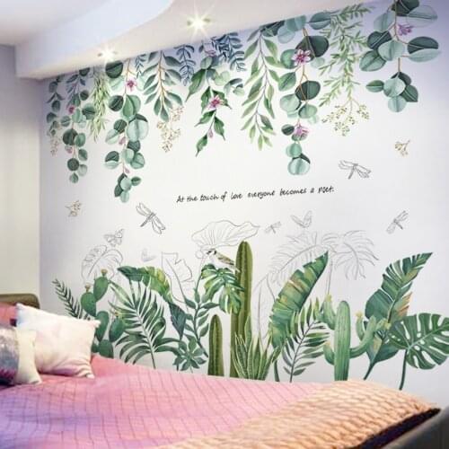DIY Tropical Tree Leaves Home Decor Wall Stickers For Home Mural Decals Vinyl Decorative Wall Kids House Decoration Wallpaper