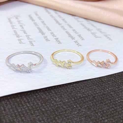Real 925 Sterling Silver Openable Rings Exquisite Dazzling Crystal Charming Lasting Shiny Ring Women Amazing Lightning Shape
