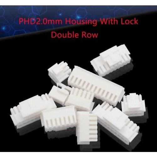 PHSD PHB2.0mm Connector Male Plug Plastic Shell Double Row Housing With Lock 2*2/3/4/5P
