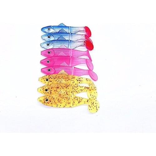 9PCS 7cm3g Artificial Soft fish Lure Jig Head Fly Fishing Silicofish rubber Soft Fishing Lure