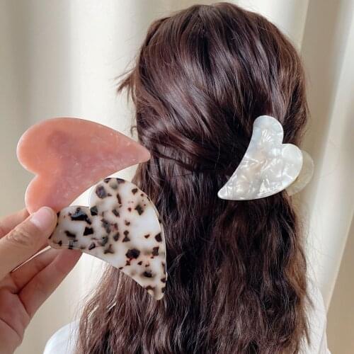 High-end wholesale 9 cm large heart shaped gold metal acetate large hair claws jaw crab clamp accessories for women girls