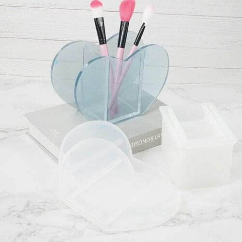 Silicone Heart Shape Vase Epoxy Mold For Makeup Jewelry Storage Box Casting Mold Flowers Planting Flower Pot Container Molds