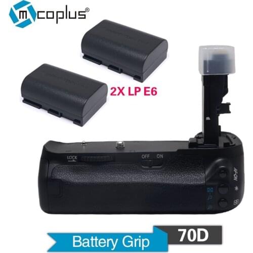 Mcoplus Venidice VD-70D Vertical Battery Grip Holder with 2pcs LP-E6 Batteries For Canon EOS 70D Camera as BG-E14 as MK-70D