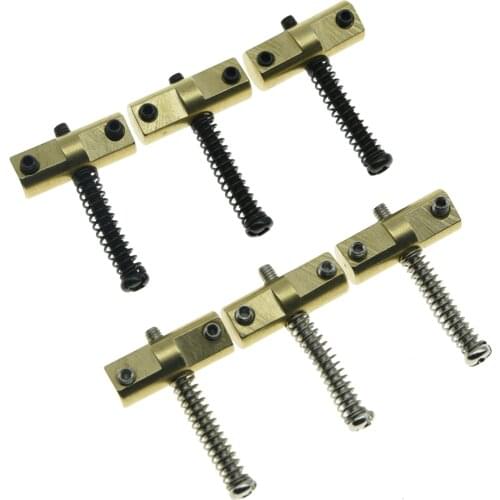 KAISH Wilkinson Vintage Compensated Tele Bridge Brass Saddle Set Saddles with Chrome/Black Screws for Fender Telecaster