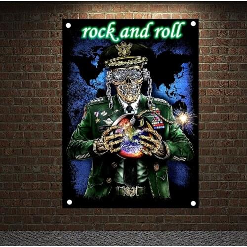 Vintage Metal Music Poster rock band Banners Tapestry retro punk rock poster European and American music team star drawing Flag