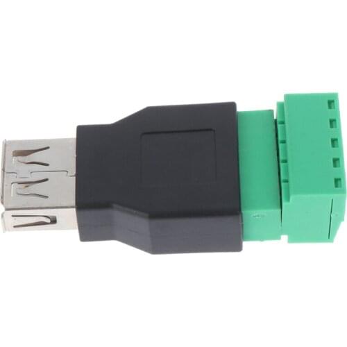 1Pc USB female to 5P screw shield plug terminal adapter connector