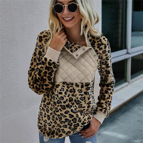 2020 Women Winter Leopard Sweater Fluffy Sherpa Fleece Pullover Christmas Party Sexy Warm Tops Casual Street Wear