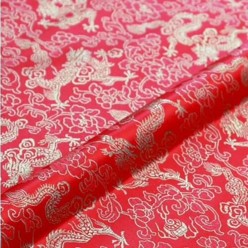 500cm*150cm Nylon brocade fabric gold leather imitation silk satin fabric dress cloth antique suit cheongsam fabric Phoenix