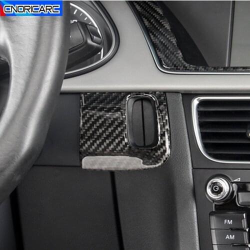 Car Carbon Fiber Engine Start Button Keyhole Frame Decoration Sticker For Audi A4 B8 A5 2010-2016 LHD RHD Interior Accessories