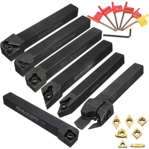 7Pcs/Set 12mm CNC Lathe Turning Tool Holder Boring Bar With DCMT TCMT CCMT Cutting Insert with Wrench
