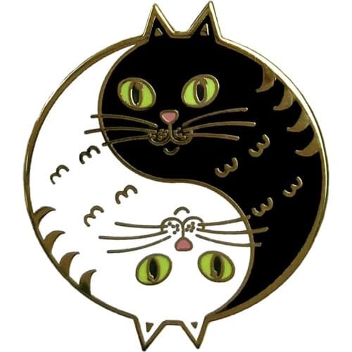 Cat Enamel Pin Yin Yang Cat Badge brooches