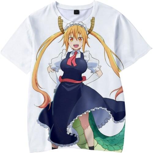 Fashion Cute Miss Kobayashis Dragon Maid 3D Outwear Harajuku Japanese manga Summer T-shirt Women/men/Kids Short Sleeve T-shirt