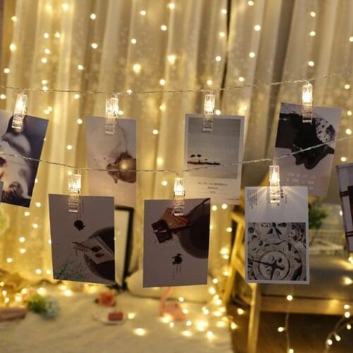 Garland Card Photo Clip String Lights 1.2M 10LEDS Xmas Bedroom DIY Led Fairy Light Battery Clothespin Shapes Decorative Lights