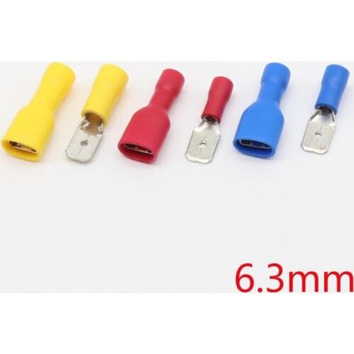 100PCS 6.3mm Female Male Spade Insulated Electrical Crimp Terminal Connectors H1E1 Cable Terminals