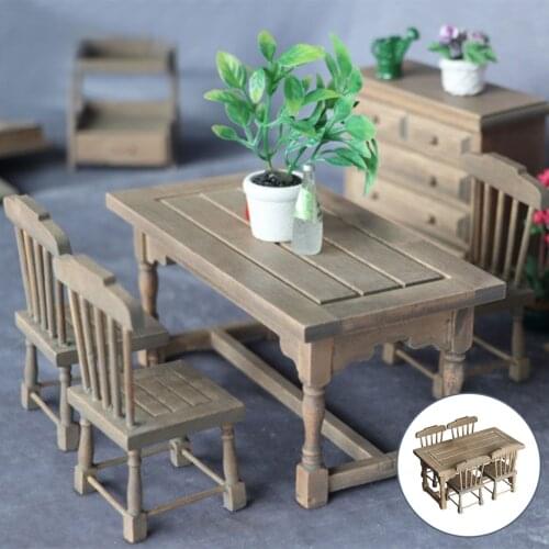 1/12 Dollhouse Miniature Dining Table Furniture Model DIY Set Doll Accessories Kitchen Decoration Life Scene Kids Toy Gift