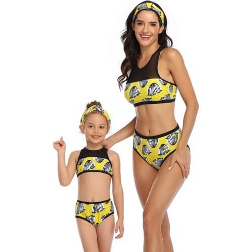 Mother Daughter Swimwear New Arrival High Waist Parent-Child Women And Girl Family Swimsuit Matching Bathing Suit Beach Wear