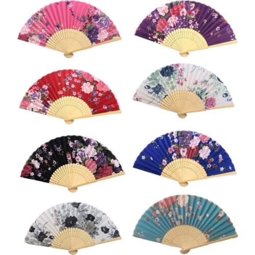 Summer Chinese/Spanish Style Dance Wedding Party Bamboo Paper Folding Hand Held Flower Fan Gift Colorful Dropshipping