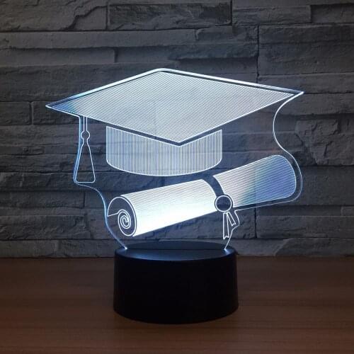 Doctorial Hat Model LED 7 Color Lamp 3D Night Light Remote Touch Usb Table Lampara Lamp Baby Sleeping Atmosphere lamp Best Gift