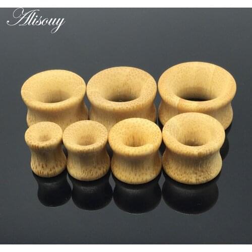 Alisouy 2pcs fashion piercing ear expander 8mm - 20mm bamboo Ear Plug&Tunnel jewelry piercing body jewelry for men