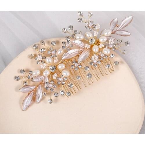 New Arrival Handmade Wired Rhinestone Crystals Flower Leaf Long Wedding Hair Comb Bridal Headband Hair accessories Women Jewelry