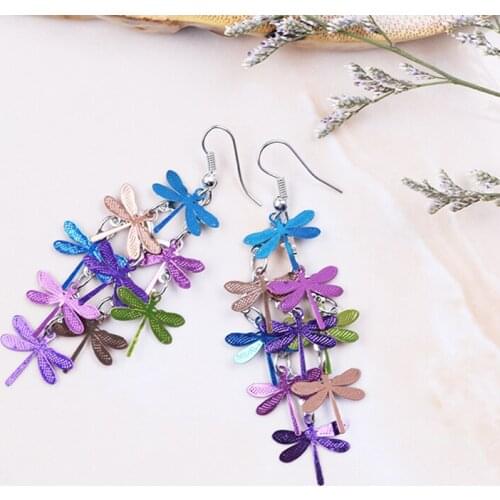 New Fashion Boho Style Cute Party Earrings Colorful Dragonfly Bohemian Jewelry Dangle Long Earrings Simple Creative Women Gifts