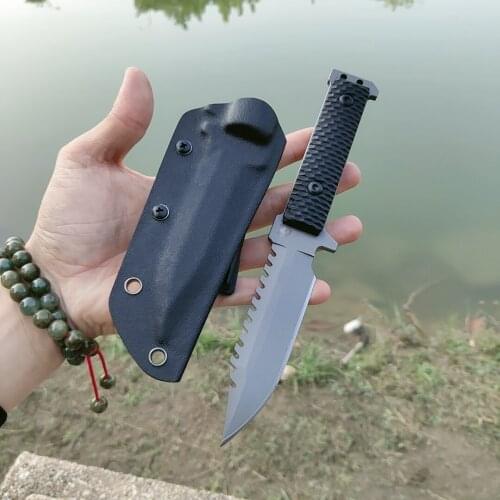 Fixed blade knife 8 chrome steel pocket knife CR 59HRC sharp camping survival hunting knives K sheath EDC rescue tool