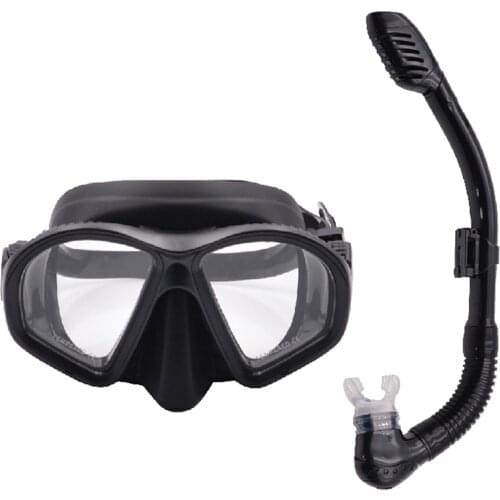 Diving Goggles with Snorkel Set HD Tempered Glass Anti-Fog Full Dry Snorkeling Suit Swimming Glasses Diving Mask for Adults Kids