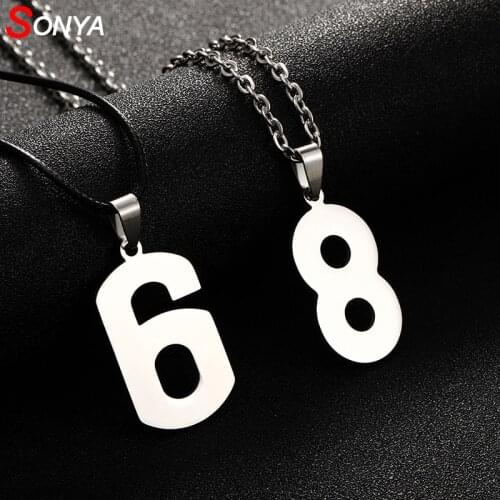 SONYA Stainless Steel Arabic Numerals Number 0 1 2 3 4 5 6 7 8 9 Pendant Necklace Women/Mens /Friend Lucky love Jewelry Gift