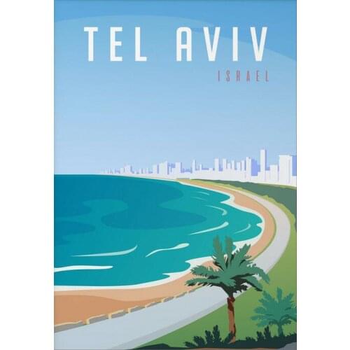 Retro Tel Aviv, Israel Travel Art print Silk poster Home Wall Decor