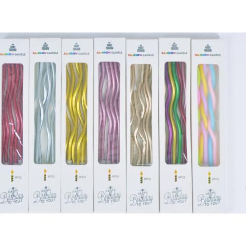 Wholesale Candel 6pcs Curve BirthdayCake Birthday Cake Candles Party Supplies Creative Spiral Candle Gold Plated Multicolored