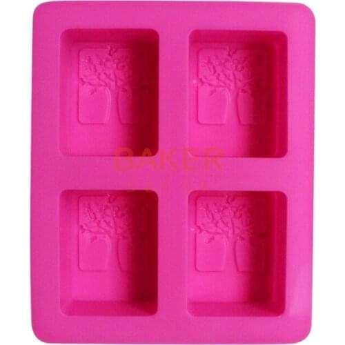GO tree-thick rectangle 4 lattices silicone handmade soap molds | baking of food grade silicone mold CDSM-063