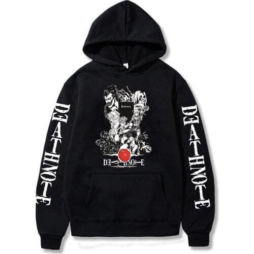 Horror Japan Anime Death Note Hoodies Men Women Funny Black And White Comics Of Poster Clothes Tops Harajuku Casual Sweatshirts