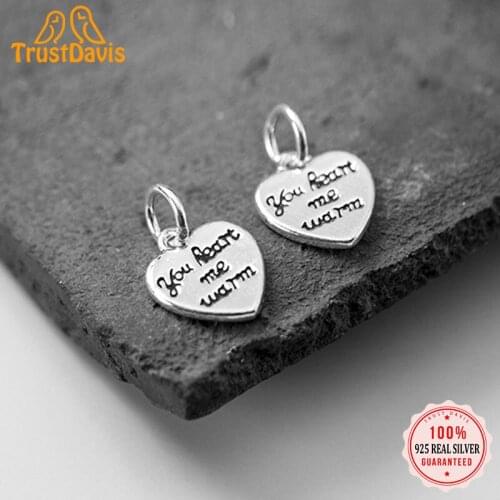 Trustdavis Real 925 Sterling Thai Silver Fashion 2021 Romantic Heart Love Charm Pendant Handmade DIY Accessories Wholesale DZ253