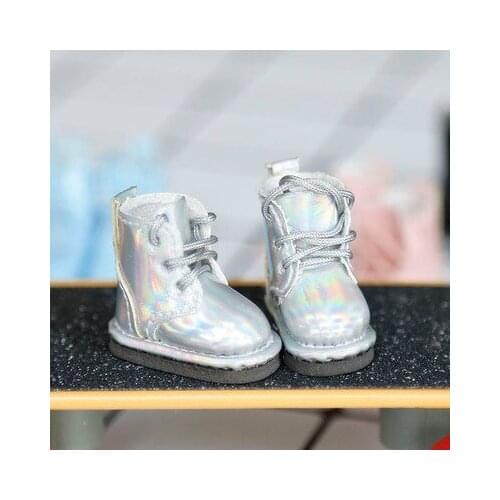 OB11 doll shoe size New Western style versatile ankle boots trend Korean bright leather small leather boots shoes pink black